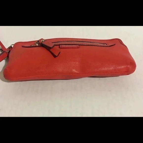 Coach Orange / red leather wristlet - Picture 5 of 8
